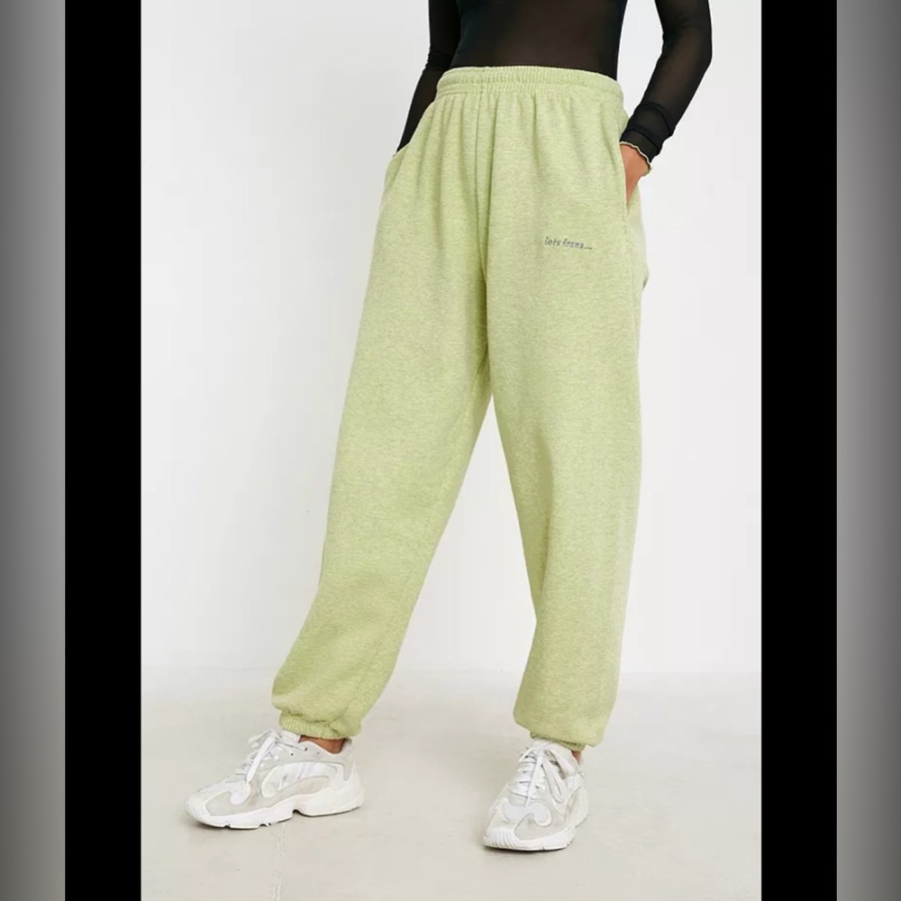 NWT Urban Outfitters iets frans... lime green joggers sweatpants size small